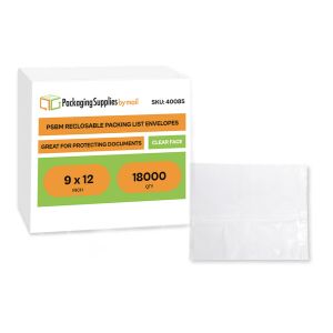 Reclosable Packing List Envelopes - 9 x 12 Inch - Clear Face - 18000/Half Pallet